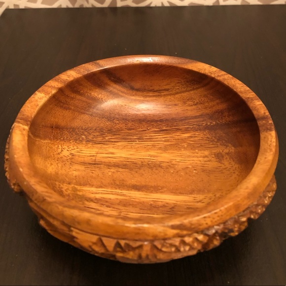 RARE Vintage Large Wooden Carved Salad Bowl Set - Picture 12 of 16